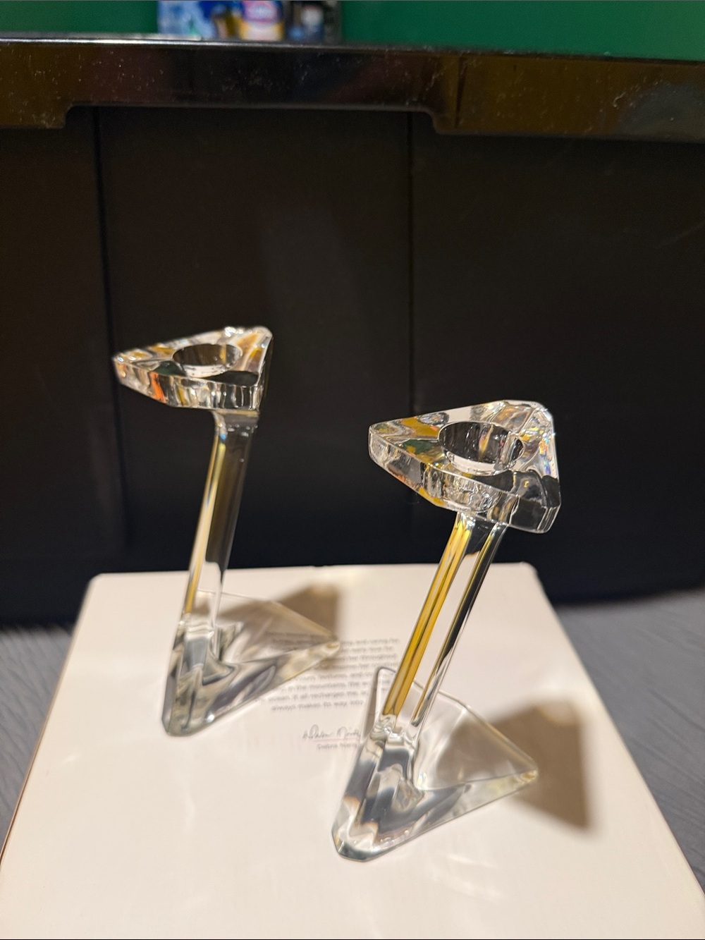 Mikasa Clear Crystal Triangle Stem Candle Holders - Clear
